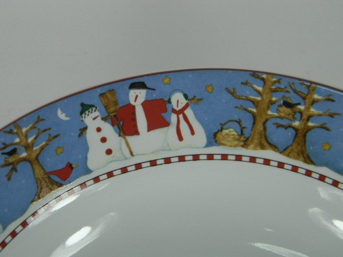 2 SAKURA **SNOWMAN** COUPE SOUP BOWLS-DEBBIE MUMM-7-5/8"-1998 - Picture 2 of 3
