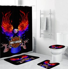 Harley Davidson Eagle Printed Bathroom Sets or Shower Curtain.