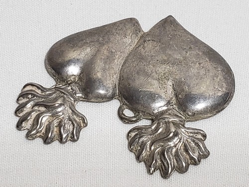 VTG Ex Voto Double Sacred Hearts Pewter Kuhn Zinn Germany Catholic Devotional - Picture 9 of 23