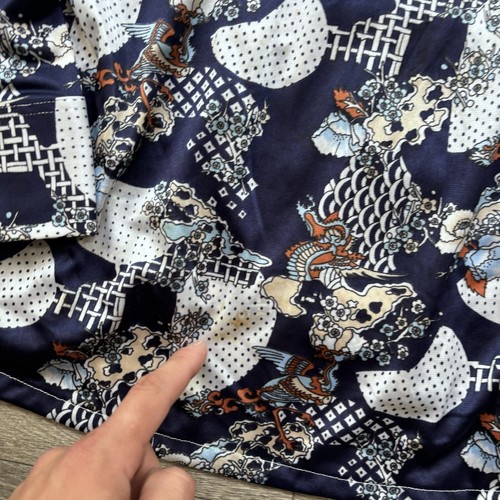 Vintage Oleg Cassini Large Burma Shirt Novelty Geometric Print Disco 70s Flaws - Picture 12 of 14