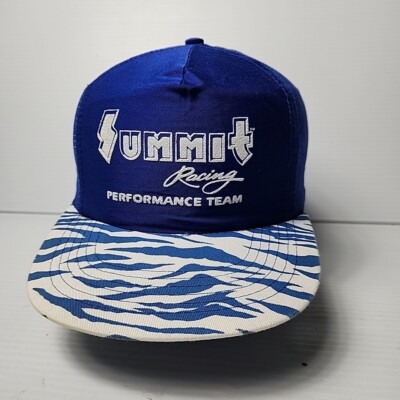 Vintage 90s Summit Racing Performance Team Two Tone Zebra Print Snapback Hat