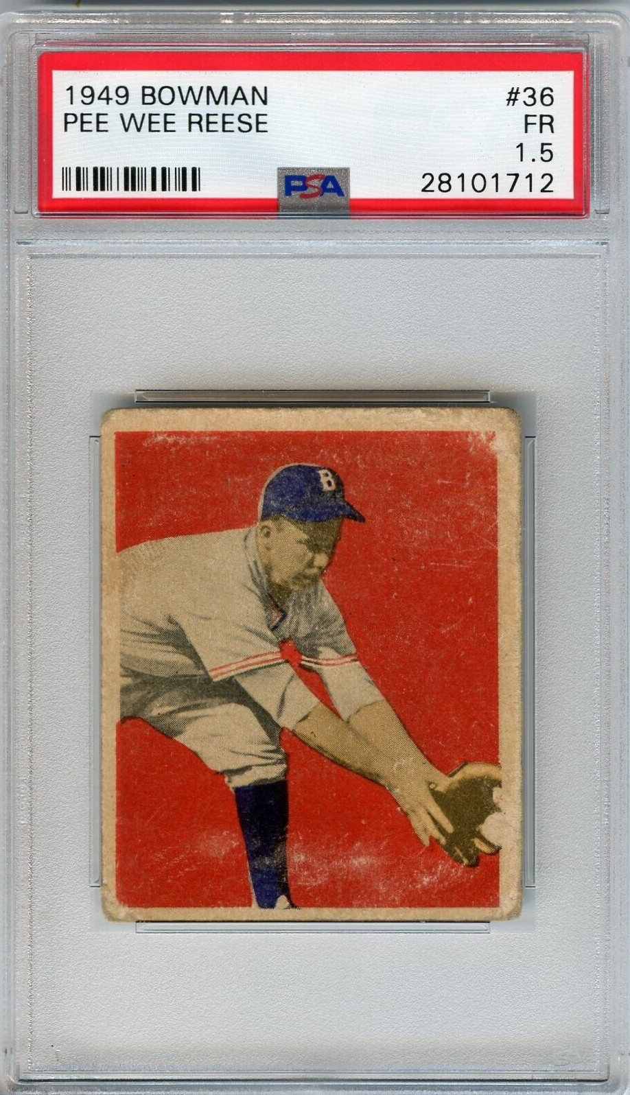 1949 Bowman Pee Wee Reese Brooklyn Dodgers #36 🚀😳💥 PSA Graded 1.5
