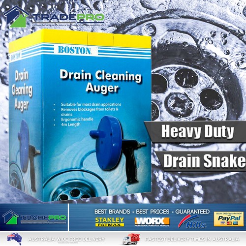 Drain Cleaner Snake Boston® KwikSpin Plumbing Easy Sink Pipe Hand De