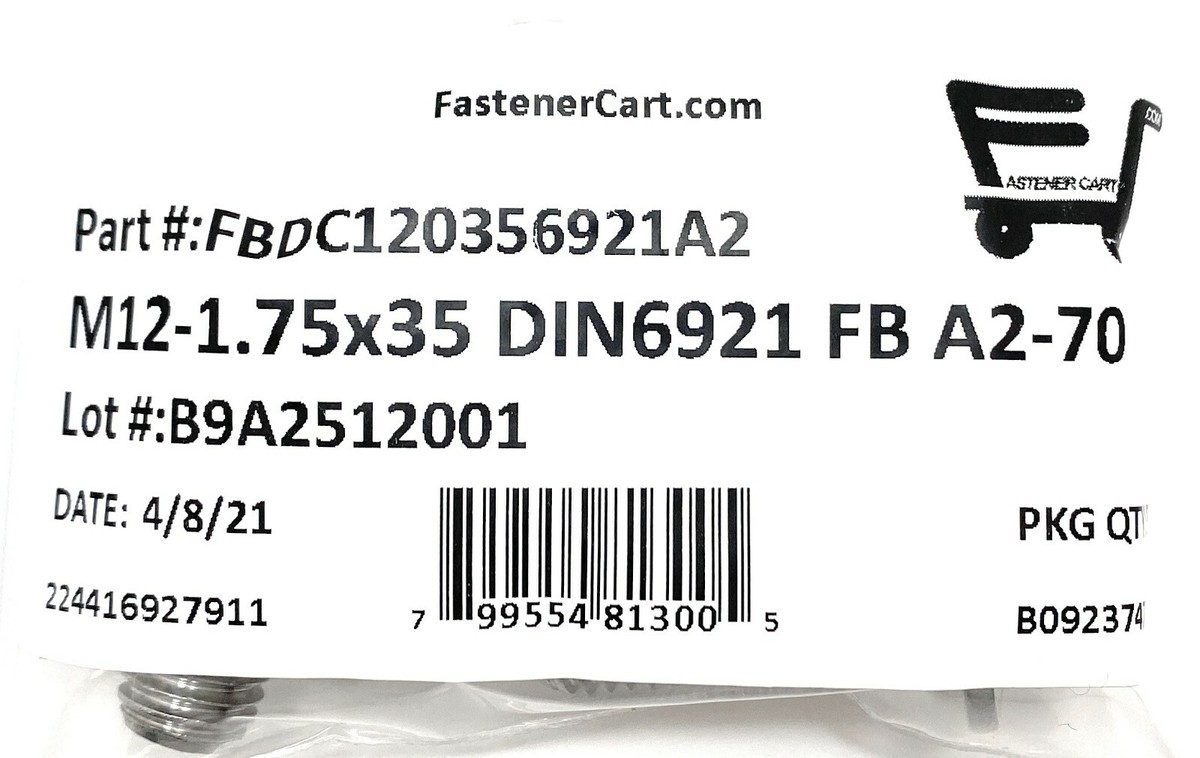 M12-1.75x35 A2-70 Stainless Steel Hex Flange Bolts