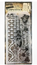 Tim Holtz Monster Reunion- Mixed-Media Stamps Stencil Set THMM126: NEW