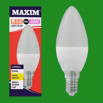2x 6W (=40W) LED Pearl 4000K kaltweiß SES E14 Kerze Glühbirnen Lampe