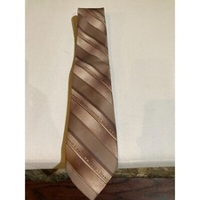 Lilly Dache Men's Vintage Patterned Striped Necktie, Gold, Polyester Blend