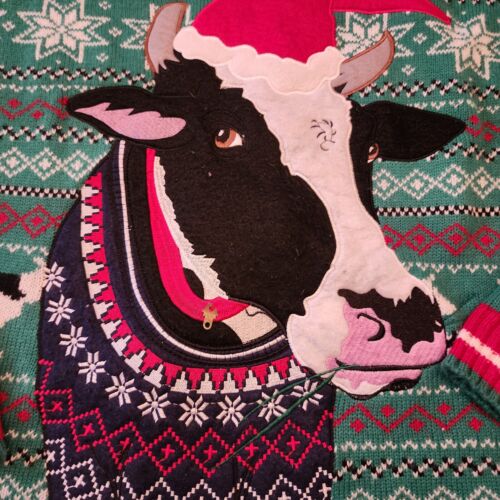 Blizzard Bay Ugly Sweater Christmas Size Adult Large 3-D Cow Holiday Party - Picture 2 of 5
