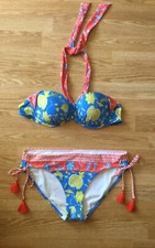 Lands End Swimwear Multiway Bikini Top and Bottom 2Pc  US 10  Floral
