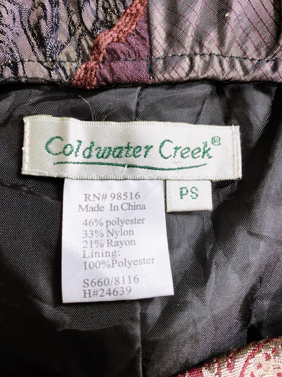 Jupe femme COLDWATER CREEK en lin ligne A fleurie bleu blanc