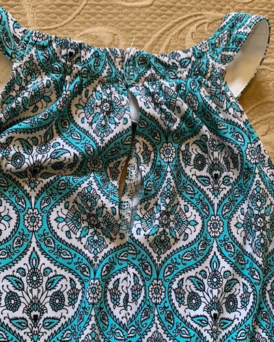 London Times Dress Womens 6 Maxi Sleeveless Halter Boho Tribal Green Blue - Picture 6 of 10