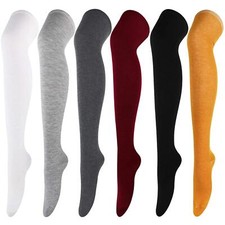 6 Pairs High Thigh Socks Striped Over Knee Thin Tights Long Stocking Knee Hig...
