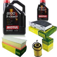 Mann-Filter Inspektionspaket 6L Motul 8100 X-Clean+ 5W-30 FüR VW Caddy IV Kombi