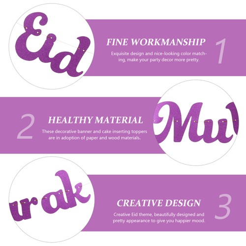 Eid Mubarak Cupcake Topper Fireplace Banner Flag Ramadan Cupcake Toothpicks - Picture 11 of 12