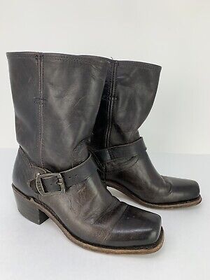Old West Ladies' Harness Leather Zipper Snip Toe Heavy-Duty Work Boots Brown