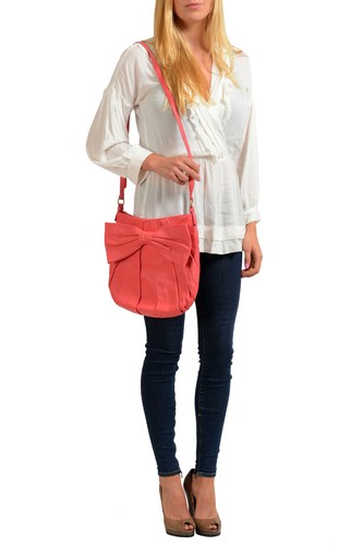 Borsa a tracolla rossa Valentino donna rosa fiocco decorata 100% pelle - Foto 7 di 7