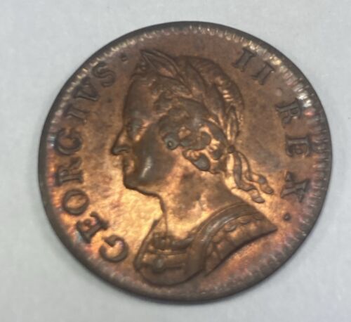 1754 King George 2 Farthing, postfrisch