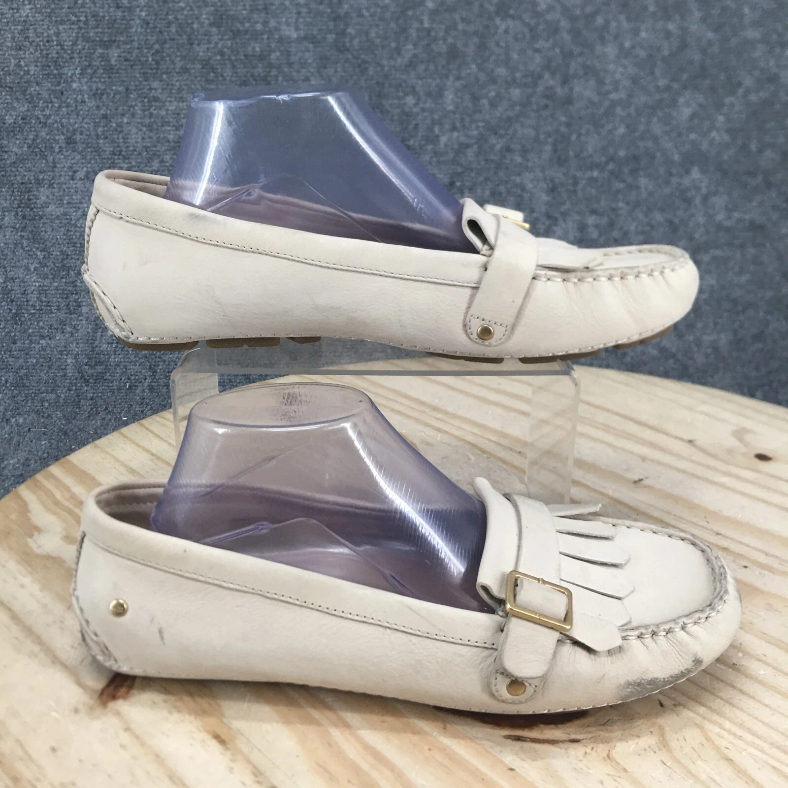 Scarpe UGG donna 10 mocassini panna pelle slip on kiltie comode casual basse