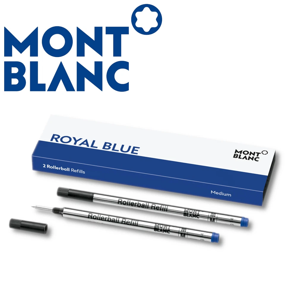 MontBlanc Rollerball Tintenschreiber Refill mine M Royal Blue Blau 2 Stück