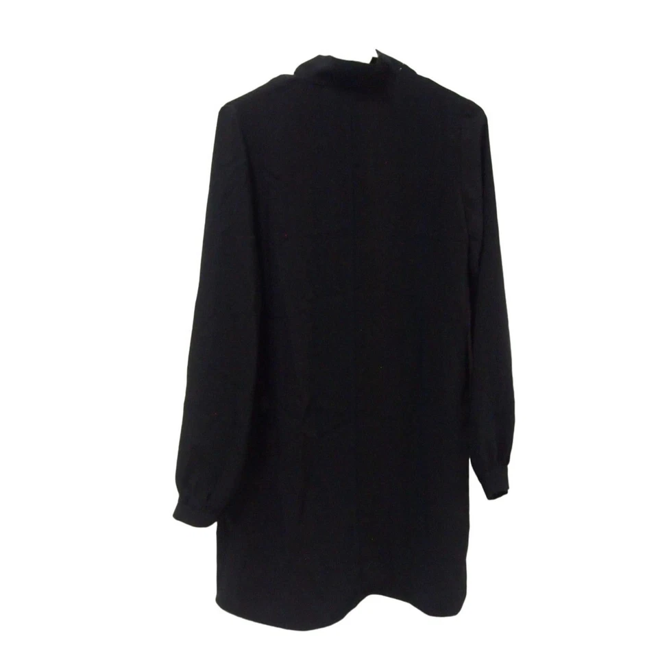 Clover Canyon Womens Dress S Black Chiffon Shift Long Sleeve Pussy Bow - Image 2 of 3