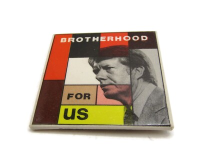Vintage 1976 Jimmy Carter Presidential Campaign Pin 'Brotherhood For Us' Button