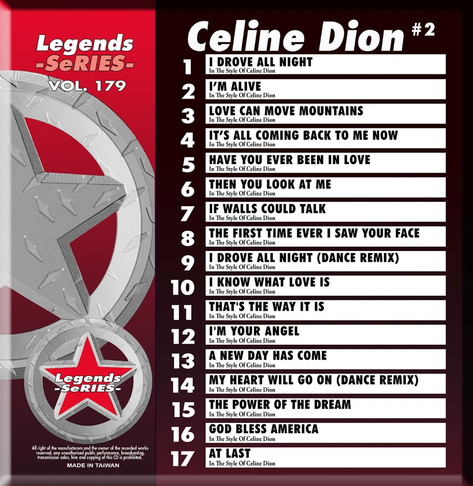 CELINE DION #2 LEGEND KARAOKE CD+G Vol-179 My Heart Will Go On, por fin con impresión Foto 2 de 2