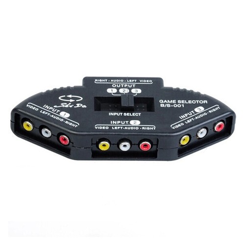 Fosmon 3 Port AV Composite RCA Selector Box Switch Splitter w/ Cable Cord Plug• - Picture 5 of 11