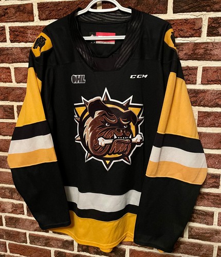 NEW! CCM Official HAMILTON BULLDOGS Alternate JERSEY Men XL Black Yellow OHL CHL - Picture 3 of 6