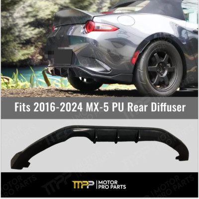 Fits 2016-2024 Mazda MX-5 Miata Black PU JDM Style Rear Bumper Diffuser Body Kit