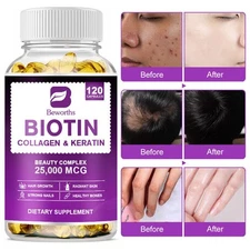 Biotin Collagen& Keratin 5000mcg-Promotes Hair Growth,Supports Joint Health