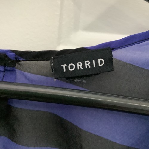 Torrid Sheer Black & Blue Stripe Sleeveless Tank Top Blouse - Picture 3 of 6