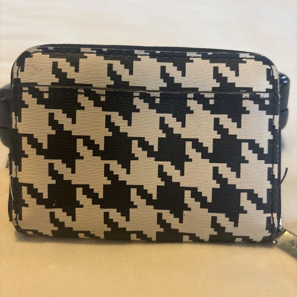 Antigo Kate Spade - Carteira pequena com zíper ao redor - Porta-cartão - Padrão preto/branco - Imagem 3 de 4