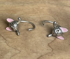 Pink Earred Dog Sterling Silver Stud Earrings