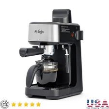 4-Shot Espresso Maker W/ Frother Glass Carafe Cappuccino & Latte Machine New