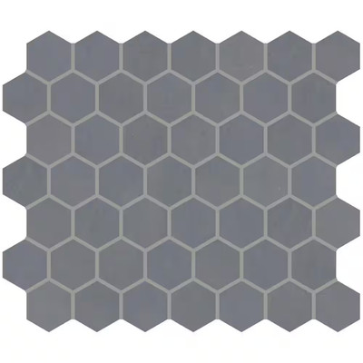Moroccan Concrete Blue Gray 11 In. X 10 In. Glazed Ceramic Hexagon Mosaic Tile (
