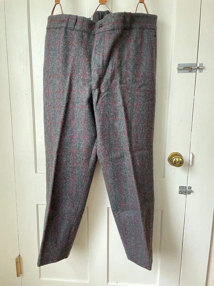 Novo sem etiquetas - Calças xadrez de lã Johnson Adirondack e suspensórios com botão 42 X 30 - Imagem 2 de 4