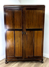 WARDROBE Aw Lyn Mahogany Hanging Rail Shelves Drawers Mirror FREE DELIVERY