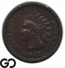 1864-L Indian Head Cent Penny, L On Ribbon, *Key Date Variety* XF+