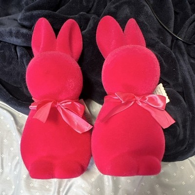 2x Pink Bunny Plush Dolls Small 6-14 in Stuffed Animals with Ribbon Bows