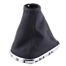 Gear Shift Stick Cover,Black with Chrome Frame PU Leather Car Gear Shift Knob