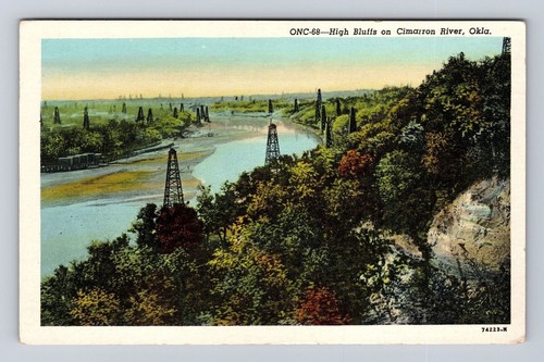 Cimarron River OK-Oklahoma, High Bluffs, Antik, Vintage Souvenir Postkarte