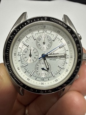 Casio Edifice EF503 Chronograph WR White Dial Date Tachymeter Mens