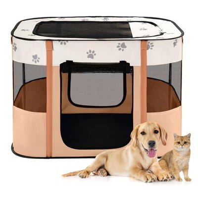 Avont Portable Dog Cat Playpen, Foldable Pop Up Pet Play Pen Travel Crate wit...