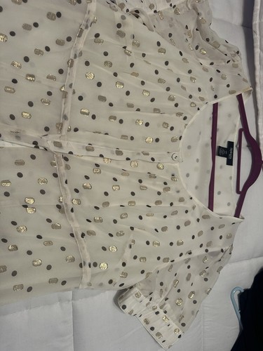 Style & Co Women's White with Gold Metallic And Silk Blouse Tie Front Size 20W - Picture 11 of 15