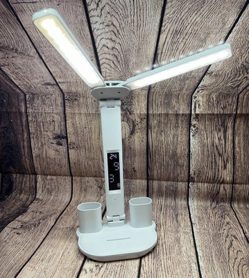 Tragbare Touch Control Schreibtischlampe Nachttischlampe LCD Bildschirm Kalender Temperatur