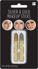 Silver  Gold Makeup Sticks Face Fancy Dress Halloween Adult Costume Accessory