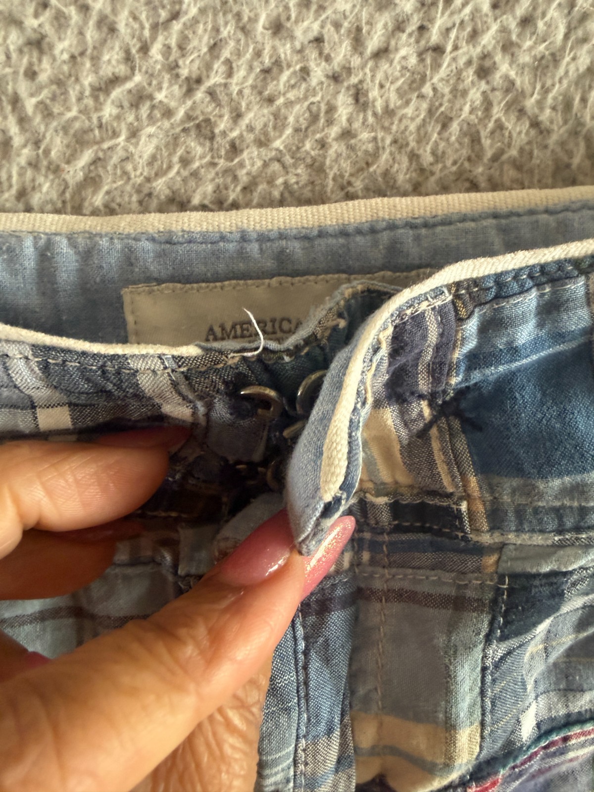 Y2K American Eagle Madras Patchwork Plaid Mini Sk… - image 3