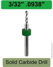 3/32" .0938" Carbide Drill Bit 1/8" Shank  .400" Depth - Premium Carbide N