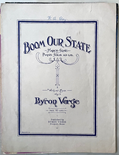 Boom Our State de Byron Verge - Partituras de 1921 - Canción de marzo para cualquier estado
