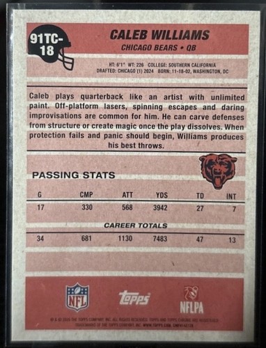 2026 Topps Flagship Chrome CALEB WILLIAMS RC Silver Mojo Refractor BEARS USC